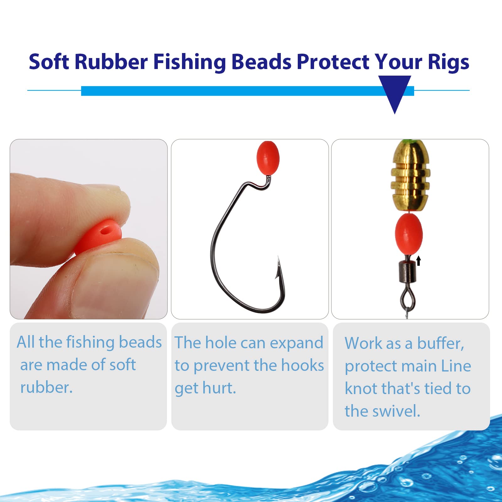 Organized storage box containing rubber fishing beads