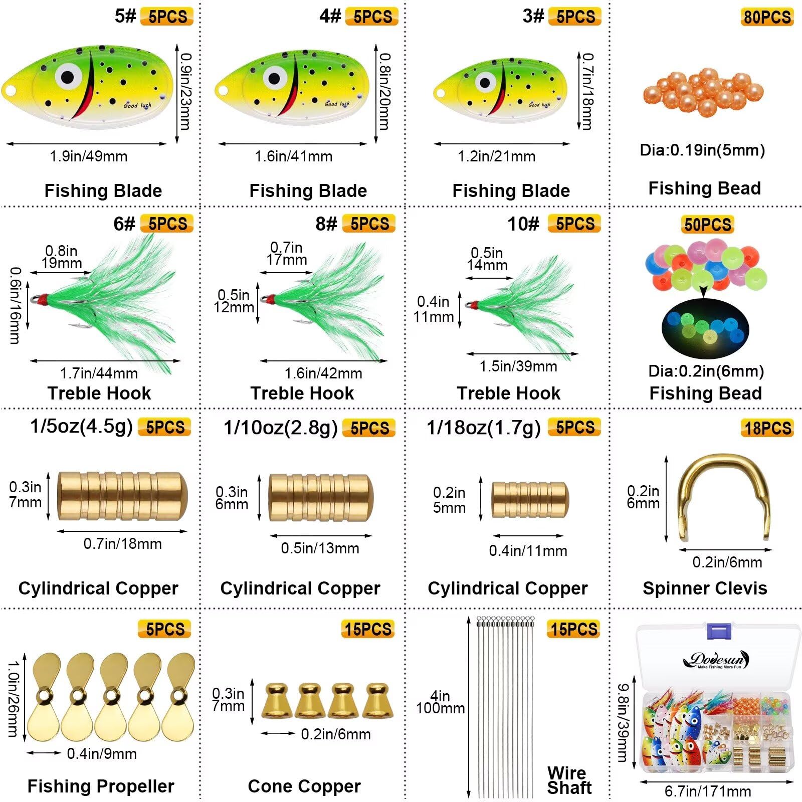 Dovesun glass and luminous beads flash to draw predatory fish in
