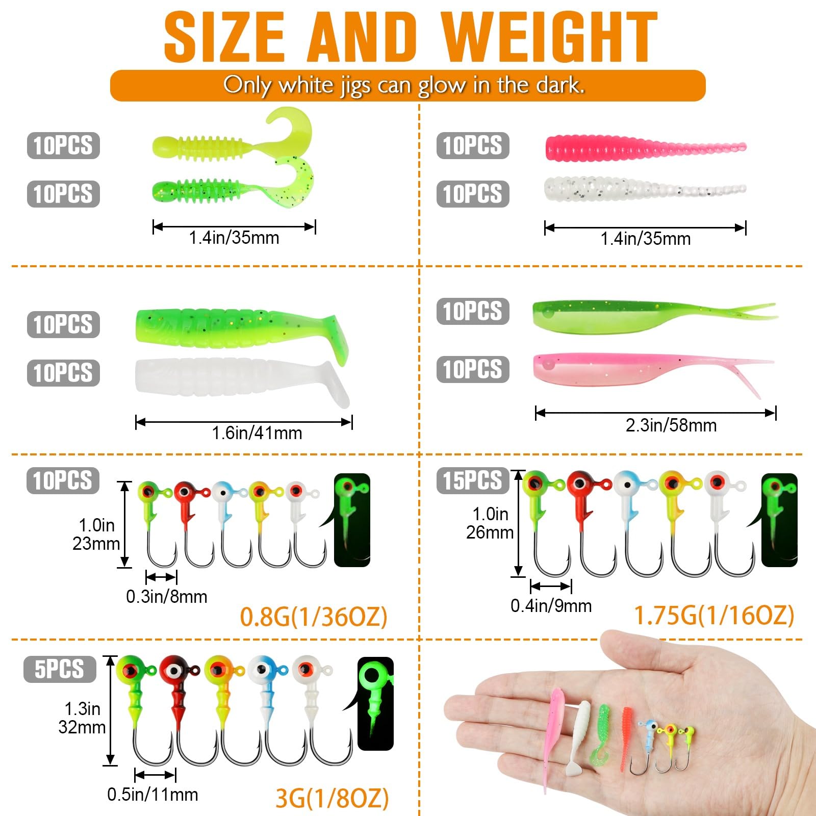 Glow-in-the-dark crappie lures