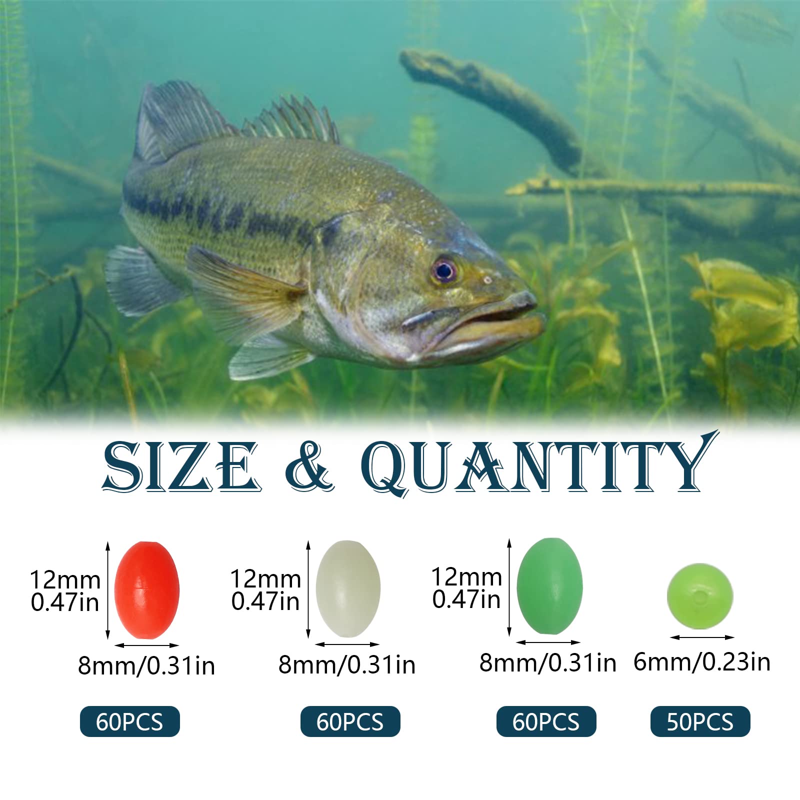 50 hard plastic fishing beads included