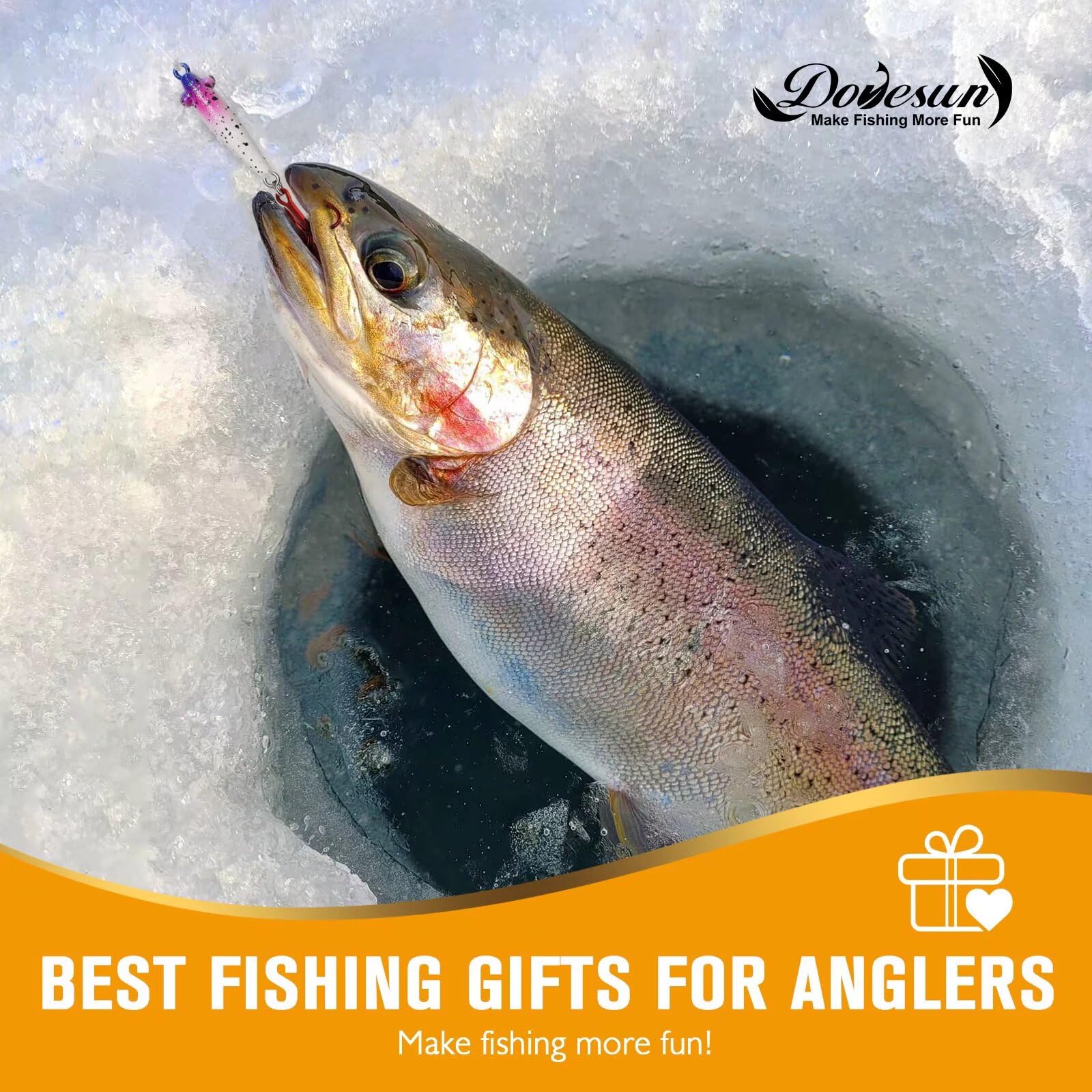 Gift-ready package of Dovesun ice fishing jigs kit