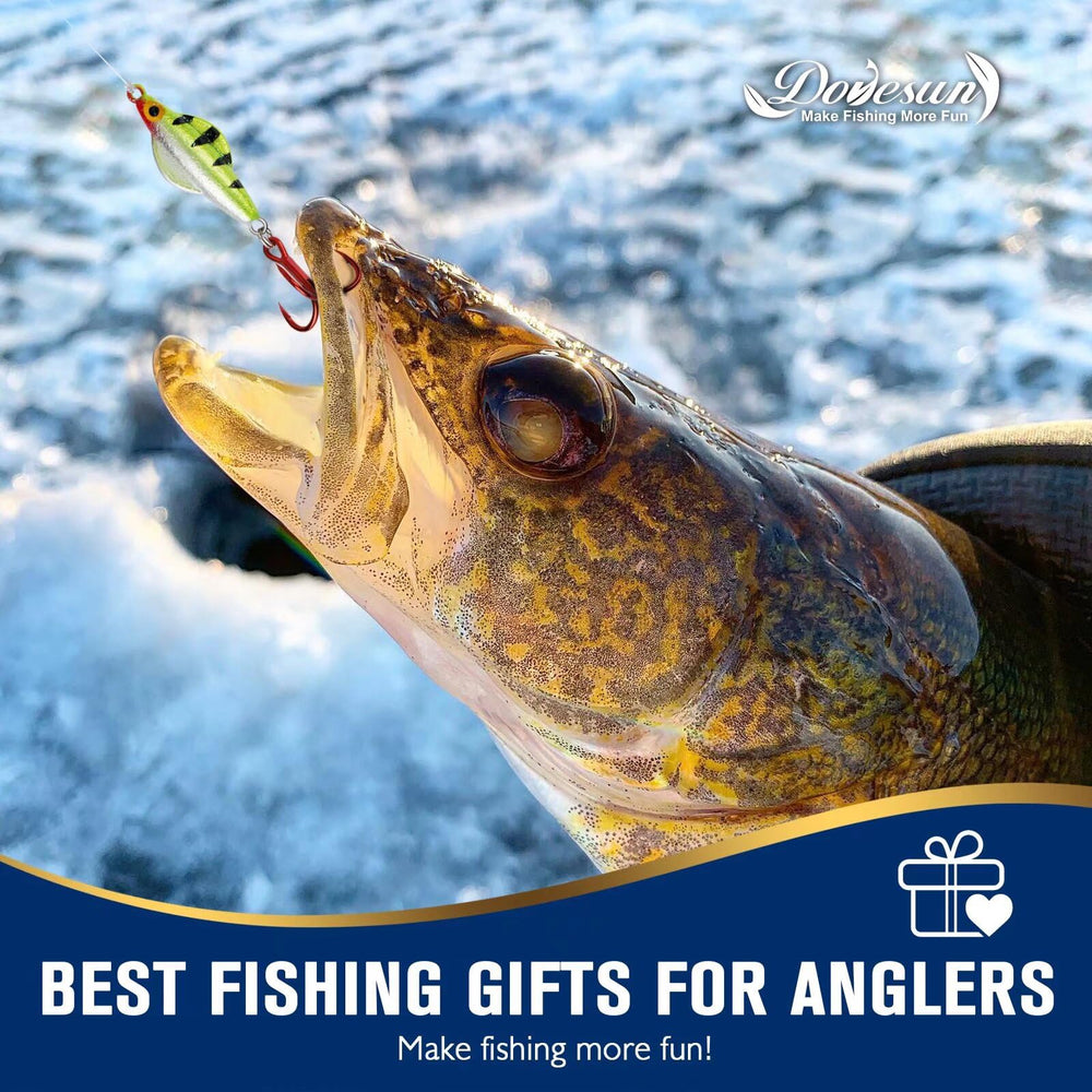 Ice fishing spoons in action showing drop and wobble