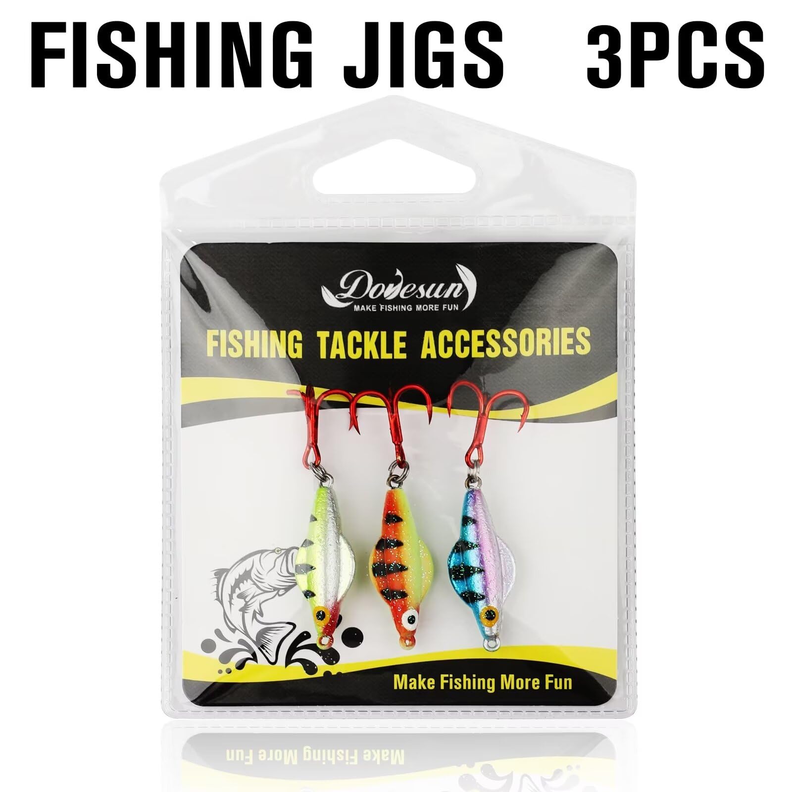 Dovesun 9-piece ice fishing jigs kit display