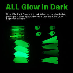 Close-up of glow-in-the-dark jig body with vivid pattern