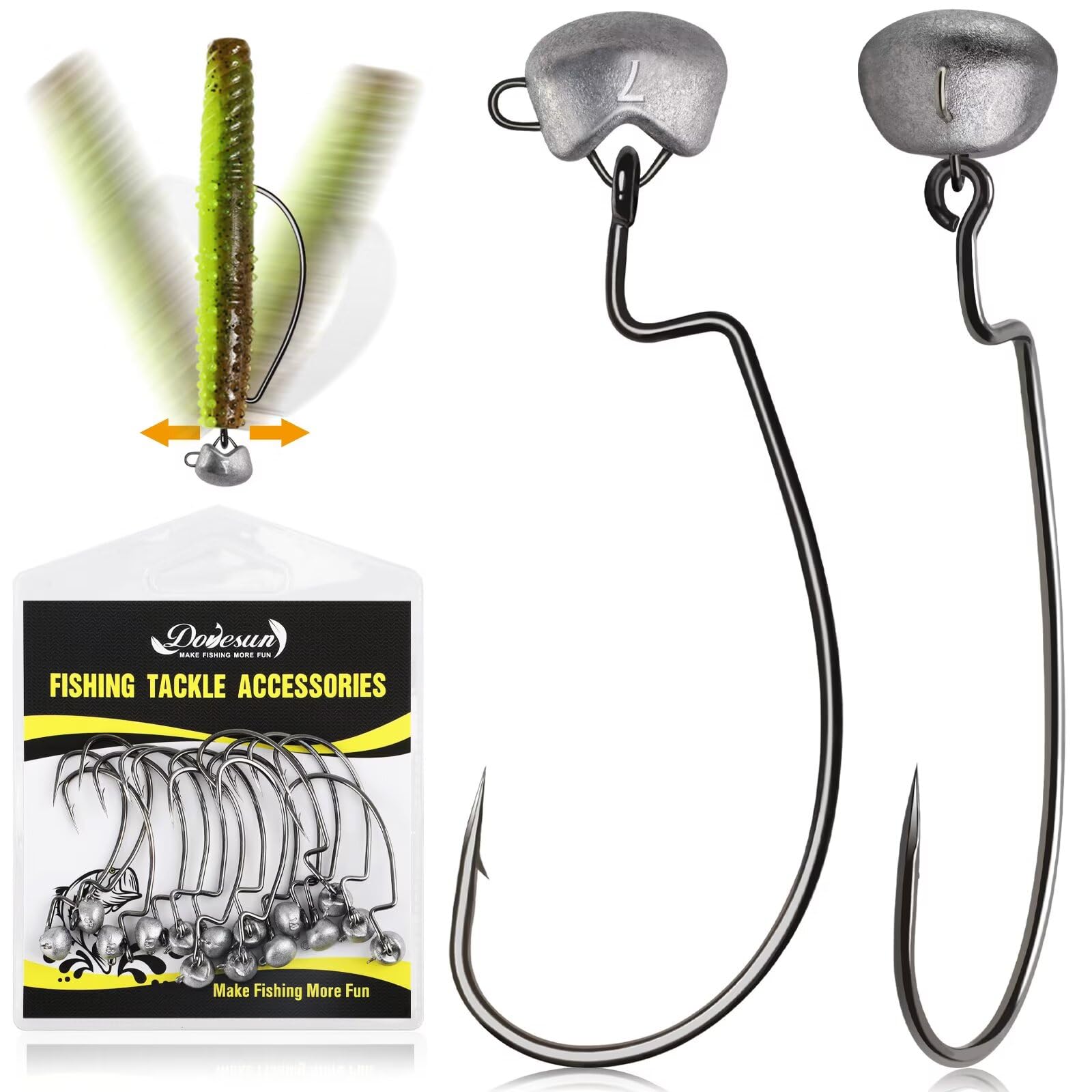 Dovesun Ned Rig jig head 1/16oz (1.75g) with 1/0 hook in a 15-pack