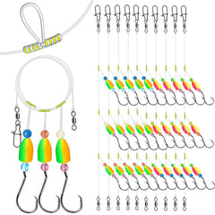 Dovesun pompano rig with three circle hooks and hand-tied T-knot