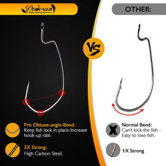 Dovesun Pro Obtuse-Angle Bend hooks, strong hold in heavy cover fishing.