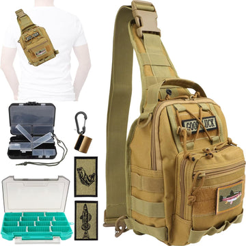 Dovesun small fishing backpack front view in khaki