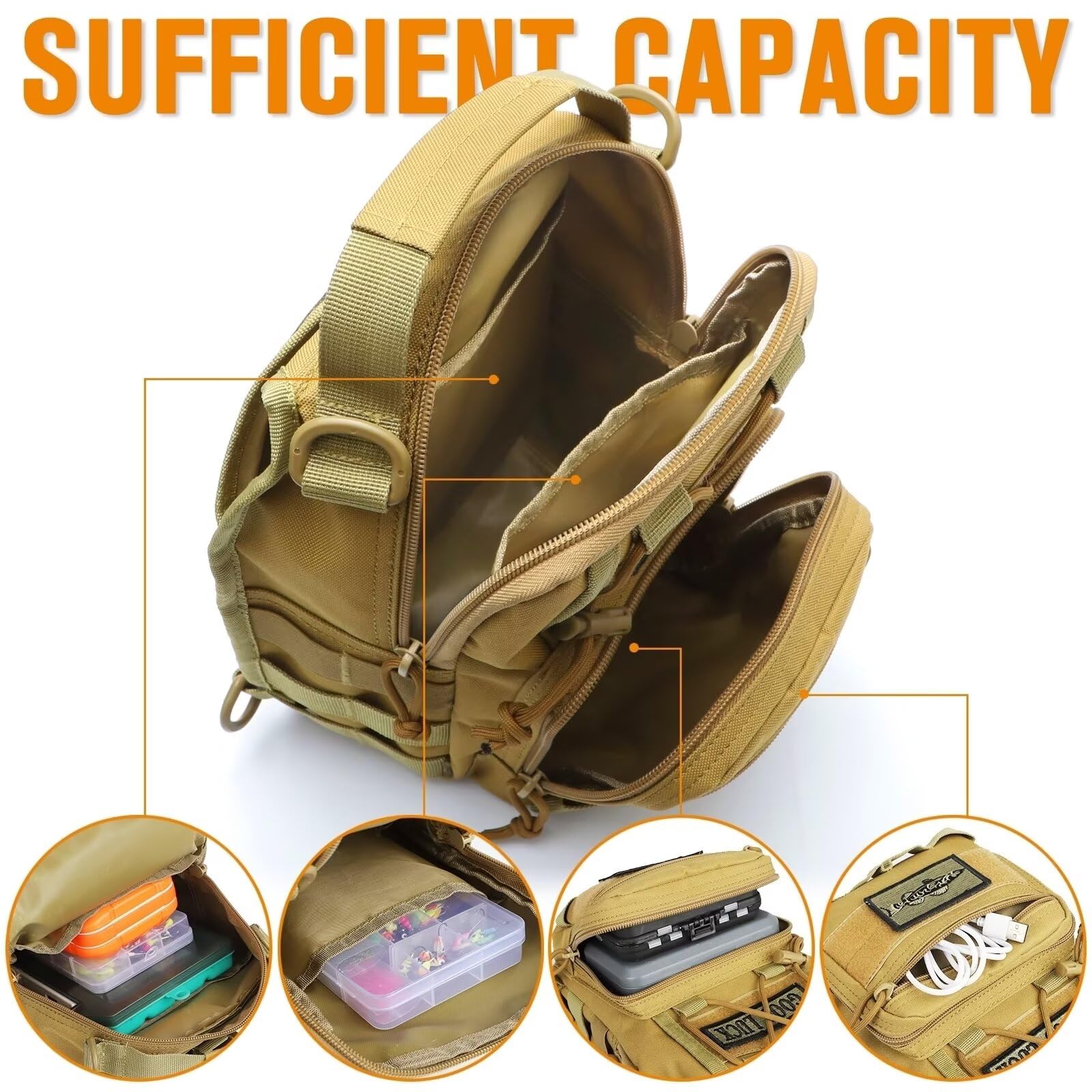 Interior storage with tackle boxes and accessory pockets
