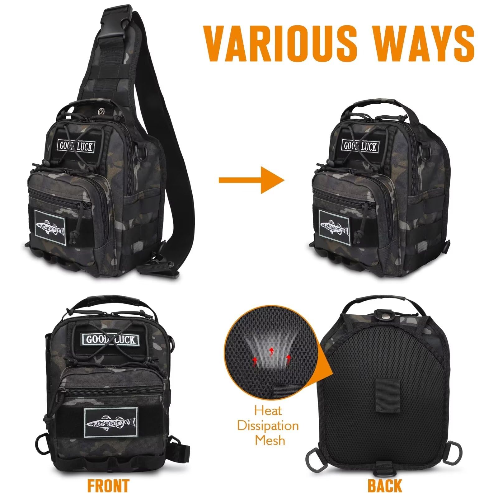 Rear padded mesh back panel of Dovesun backpack
