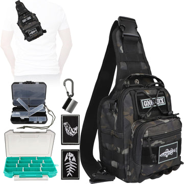Dovesun small fishing backpack front view showing compact design for easy shore fishing