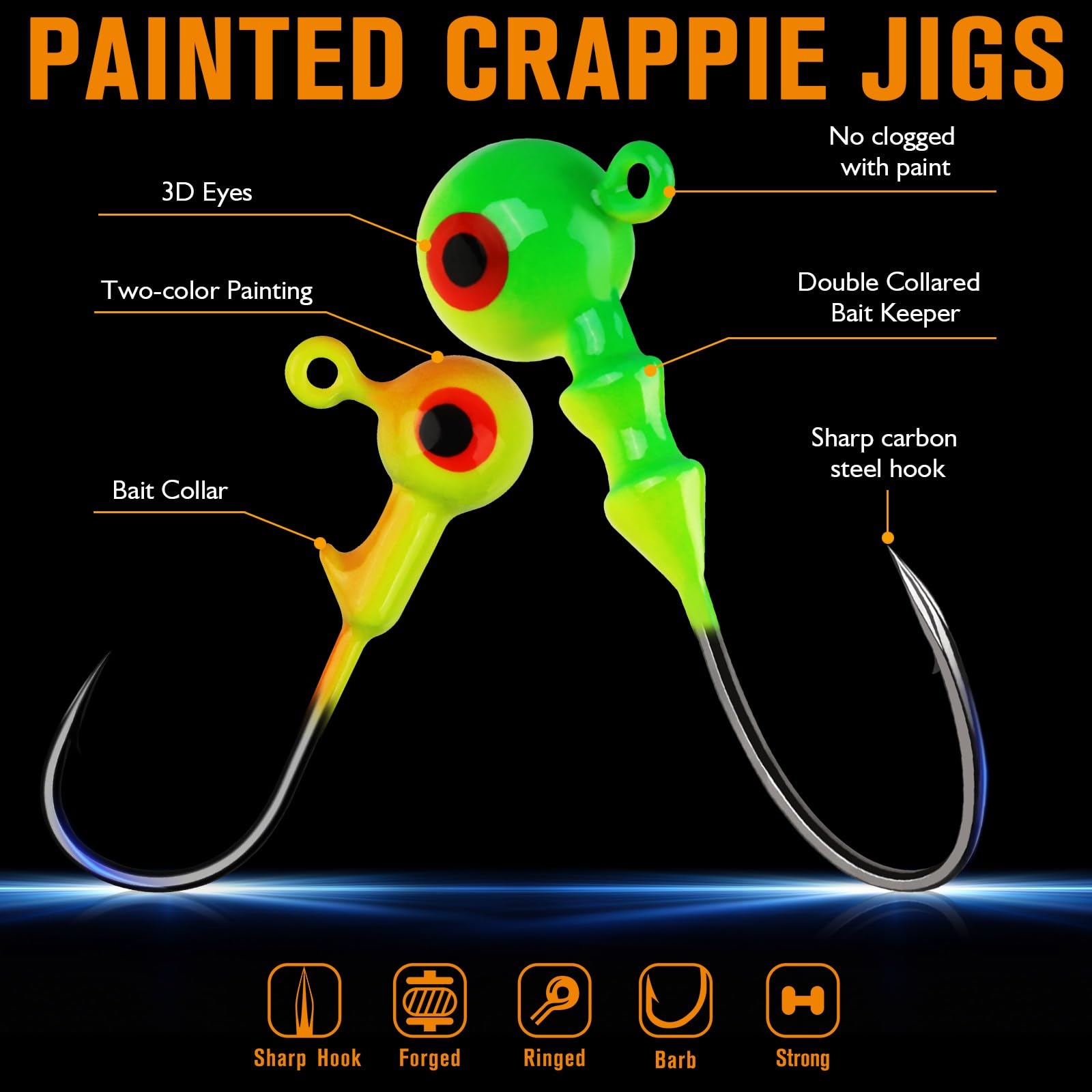 Crappie soft plastic worms in six colors
