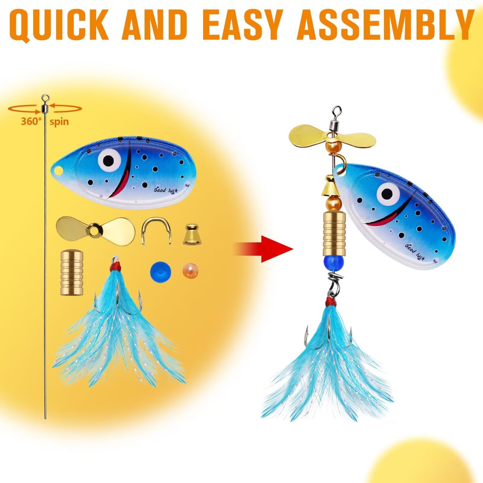Complete 228 piece spinner bait kit with tackle box