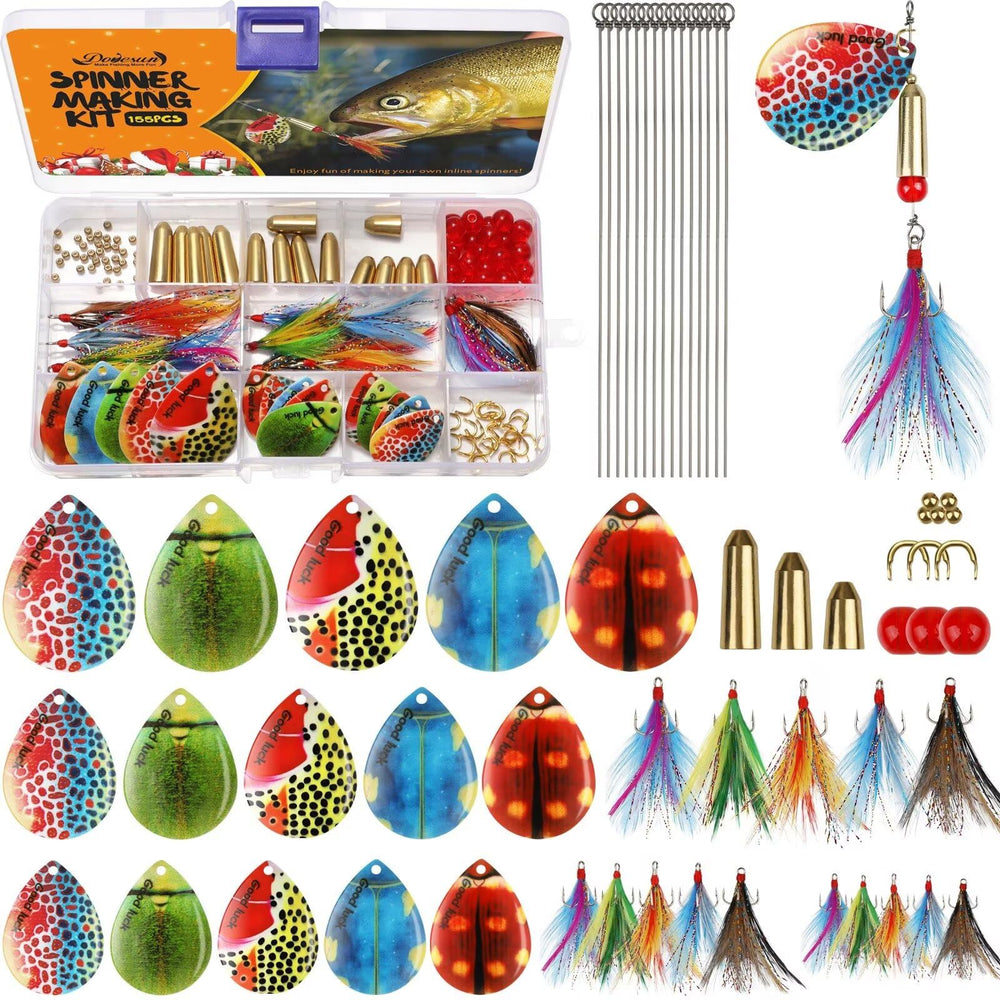 Dovesun spinner kit box contents for DIY inline spinners.