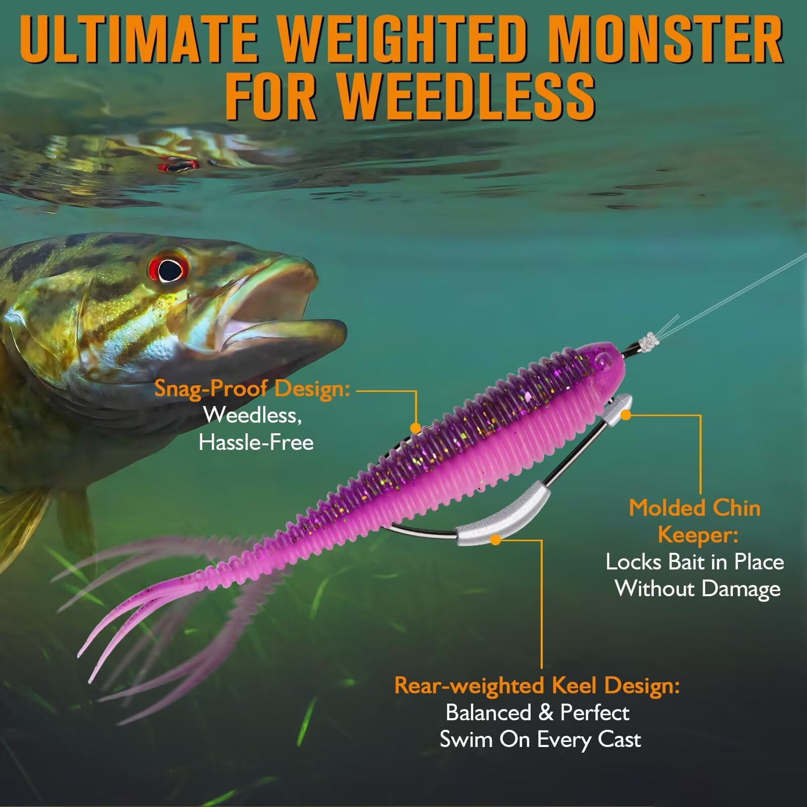 Detailed view of weedless 1/16oz swimbait hook