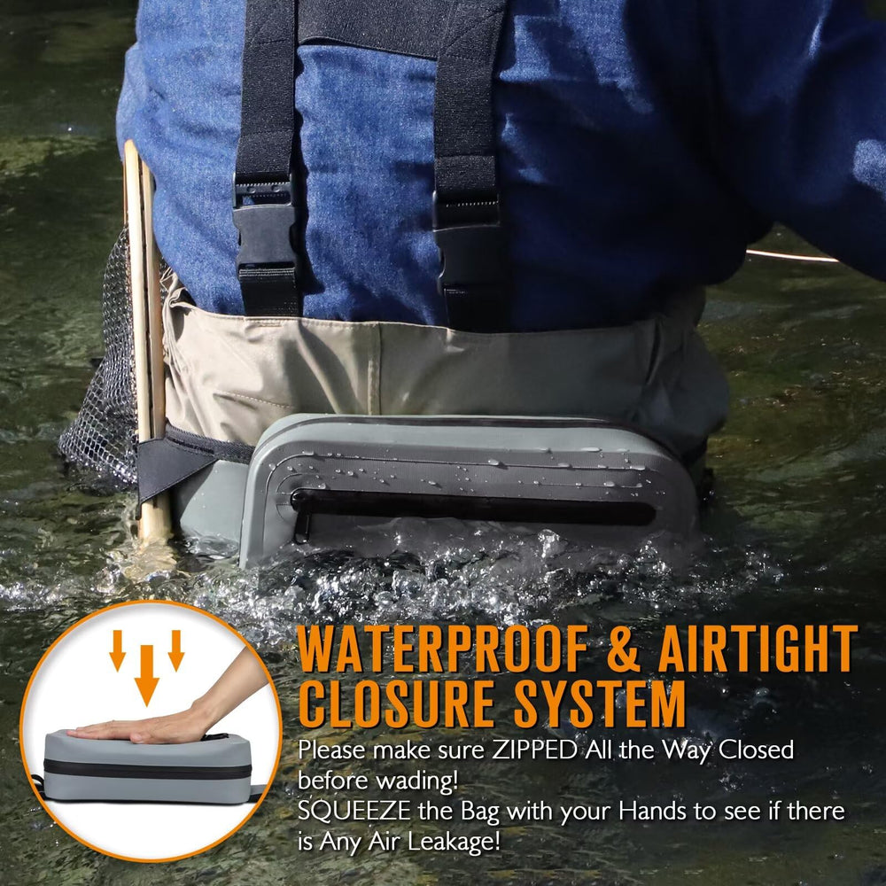 Airtight waterproof main pocket zipper detail