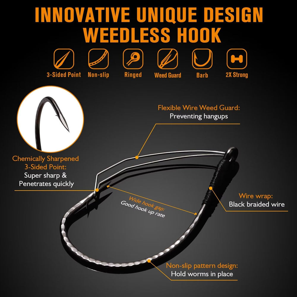 Dovesun weedless wacky rig hook size 2-0 for bass