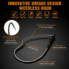 Dovesun weedless wacky rig hook size 2-0 for bass