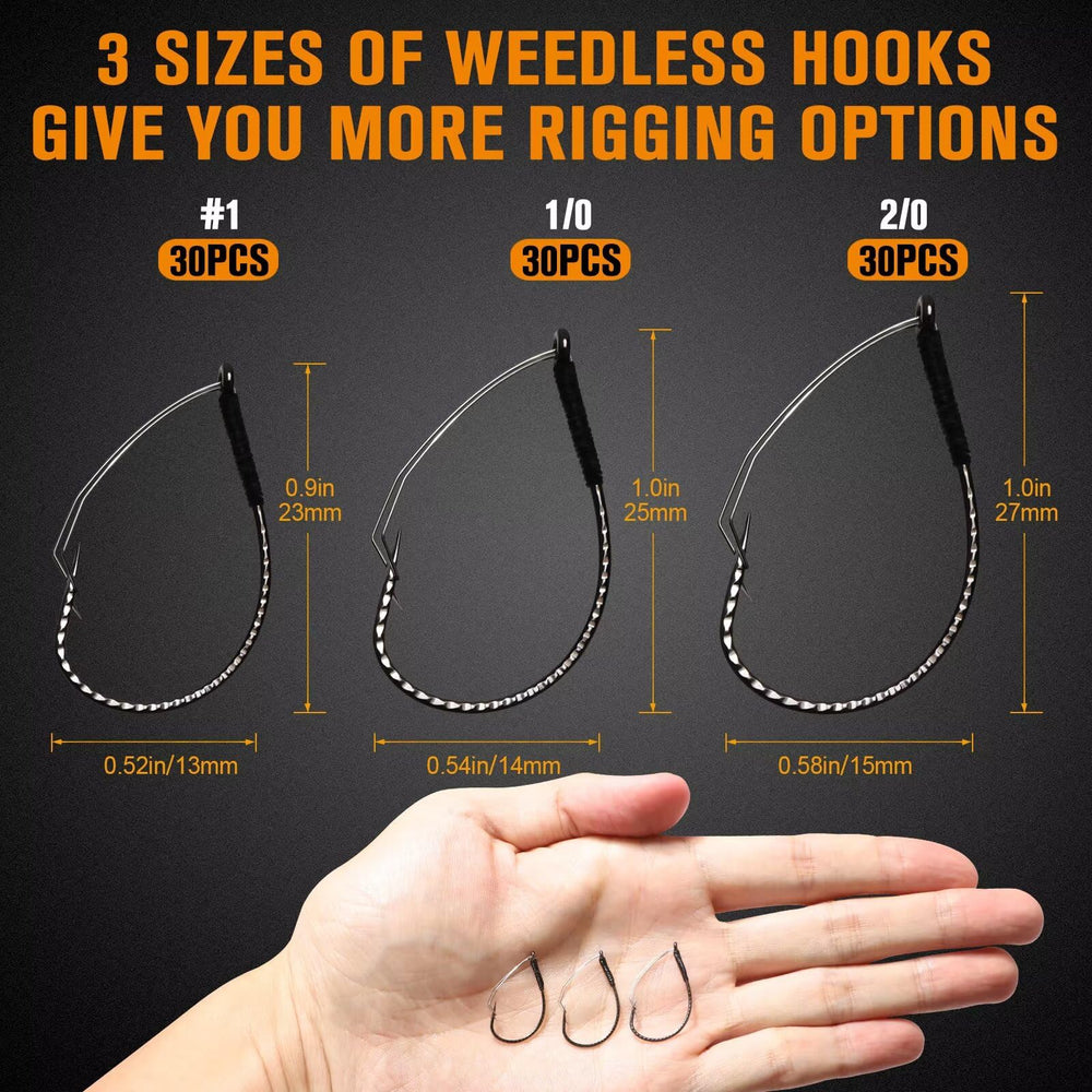Close-up view of Dovesun weedless wacky rig hook size 2-0