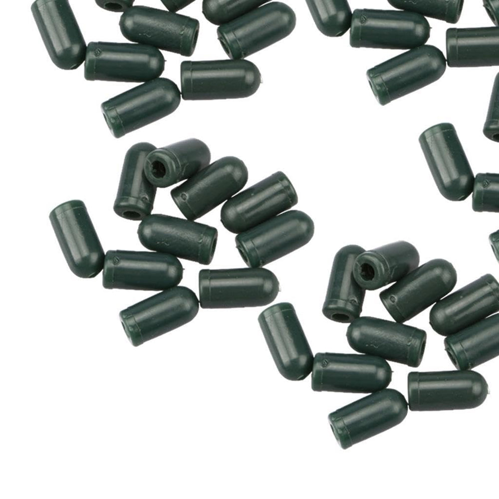 Dovewill green buffer beads used as knot covers on rigs and swivels.