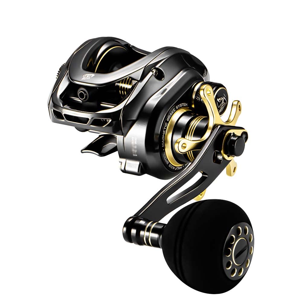 DOVIELLO GKA300 reel front view highlighting deep spool for long casts.