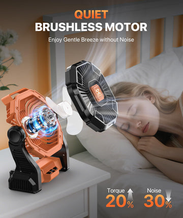 Doviluxe camping fan hook rotates for flexible directed airflow