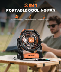 Doviluxe camping fan LED lantern emits soft light for night activities