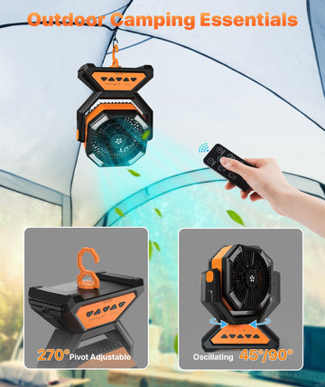Doviluxe camping fan quiet powerful wind for tents.