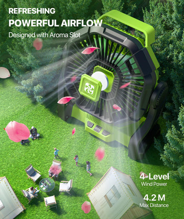 Doviluxe power-outage ready camping fan for emergencies and travel.