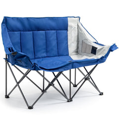 Dowinx double camping chair loveseat front view with a spacious 40-inch seat for family comfort.