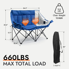 Dowinx loveseat side panel highlighting reinforced steel frame and high weight capacity.