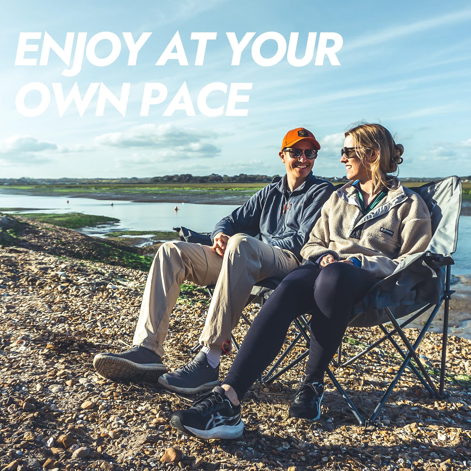 Dowinx double camping chair padded Oxford fabric keeps you cool and comfy.