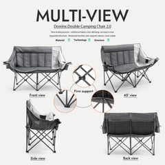 Dowinx double camping chair sturdy steel frame for two adults near the campfire.