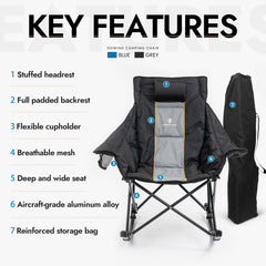 Dowinx oversized rocking chair beverage holder demonstrates easy-access drinks during outdoor time