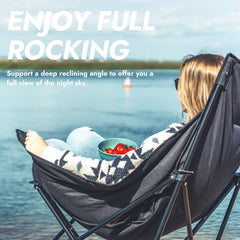 Dowinx oversized rocking chair folded demonstrates compact, portable setup for travel