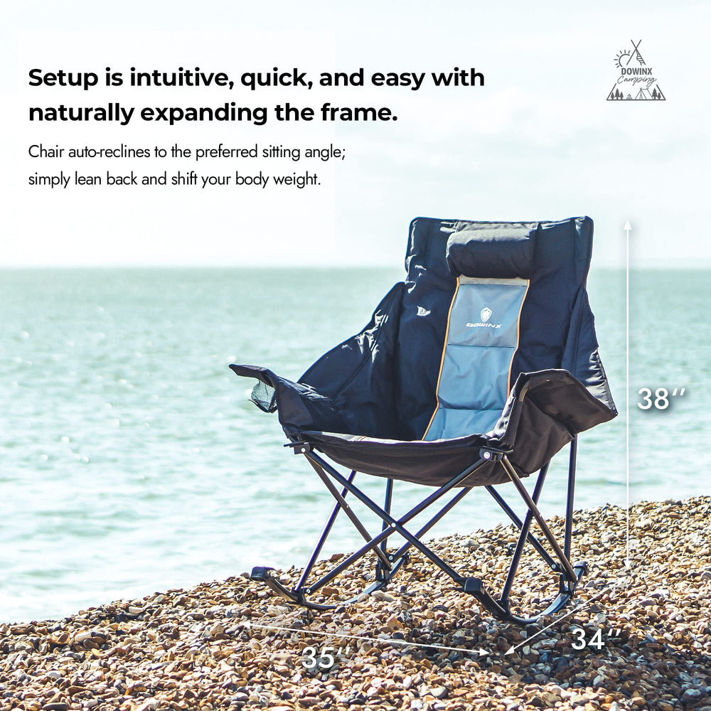Dowinx oversized rocking chair in use on lawn provides cozy outdoor seating