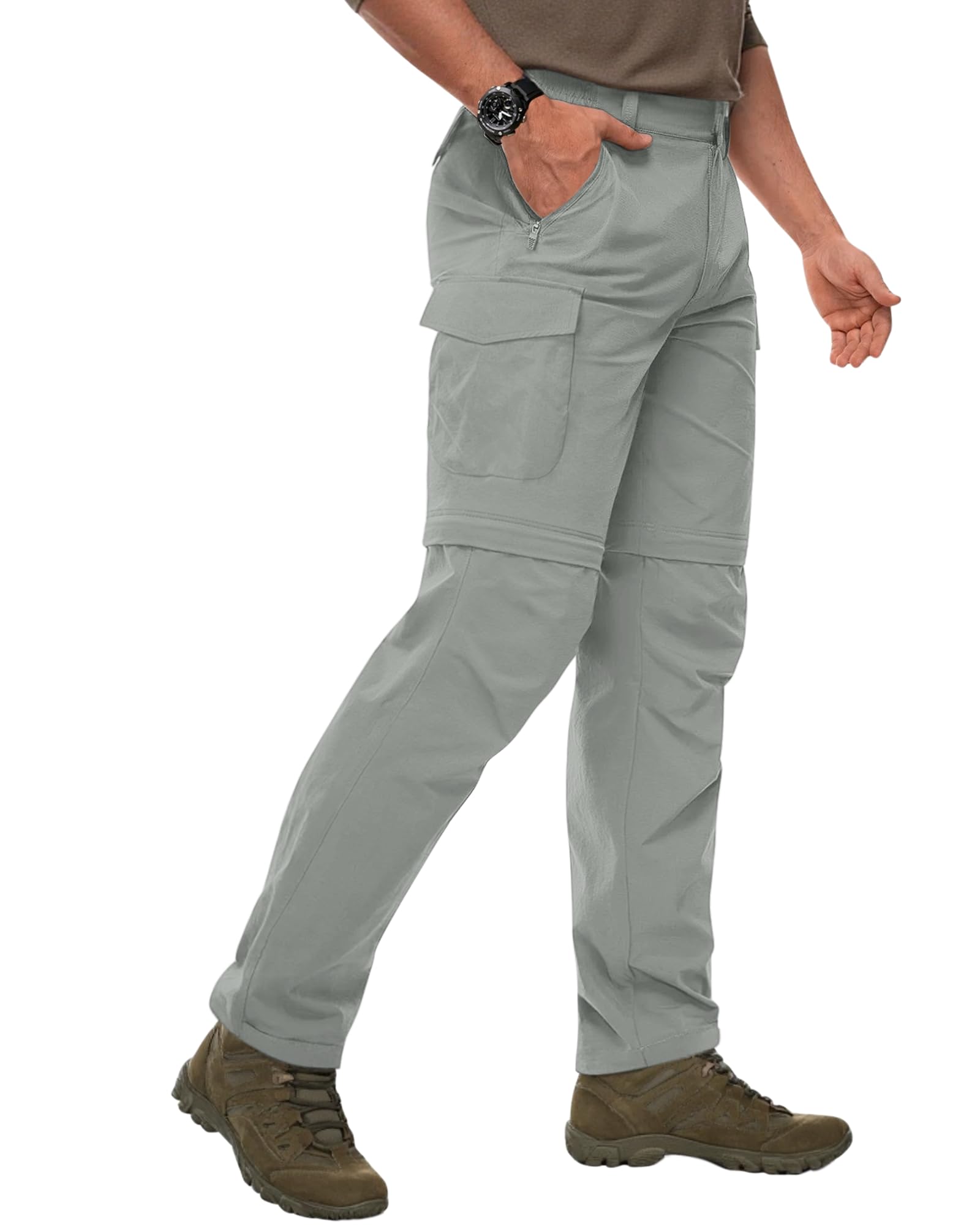 DowMQ mens hiking pants with DWR finish bead moisture in light rain