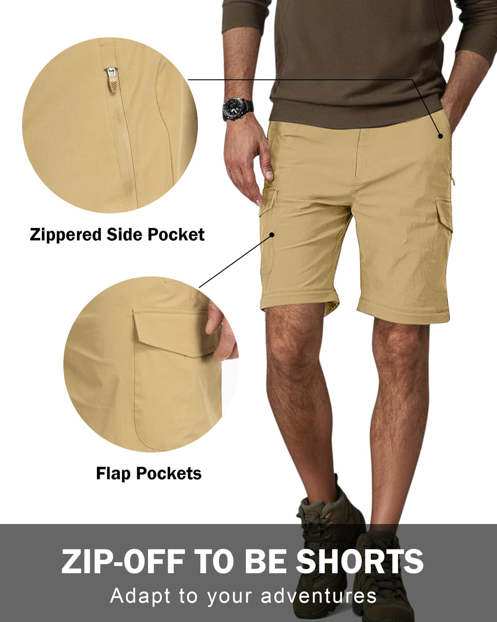 DOWMQ mens hiking pants with six secure pockets keep gear close during rugged treks.