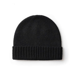 Downholme men's cashmere classic beanie in jet black, ultra-soft warmth for winter days.