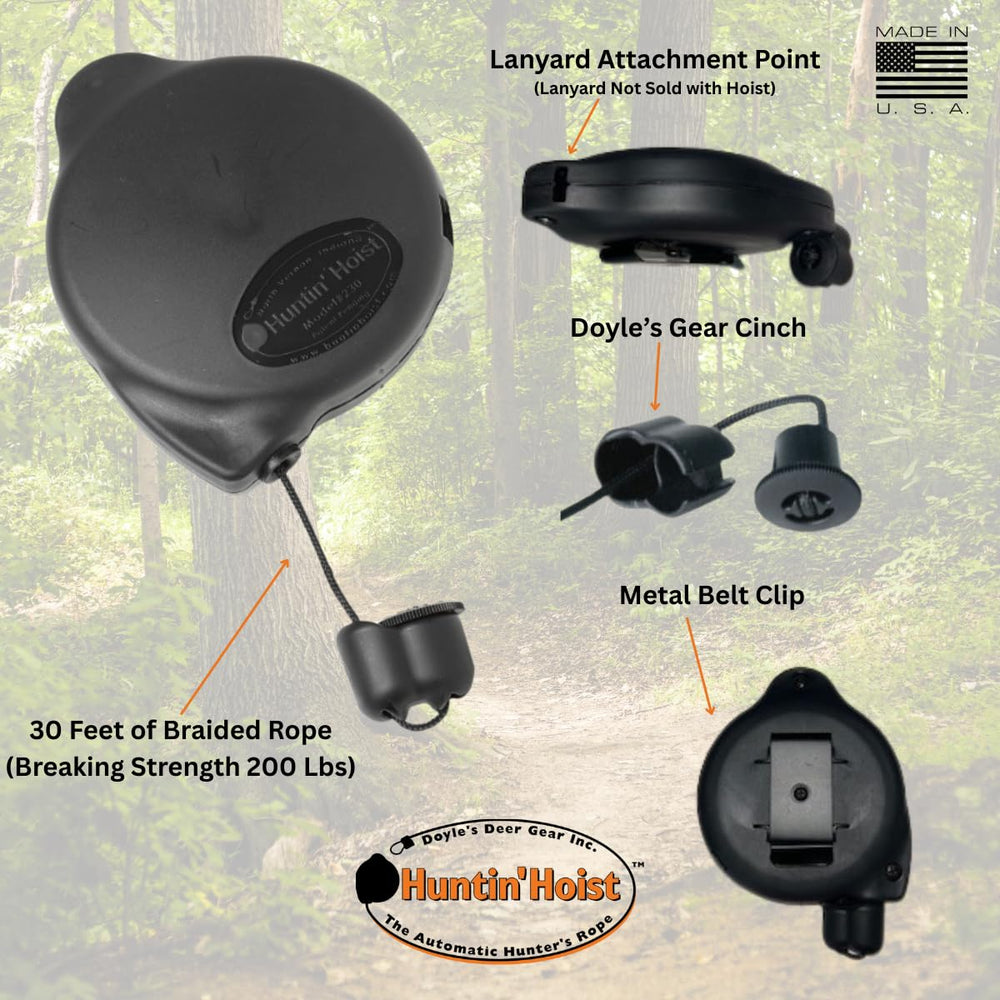 Doyles Deer Gear Huntin Hoist heavy duty clip secures saddle or backpack