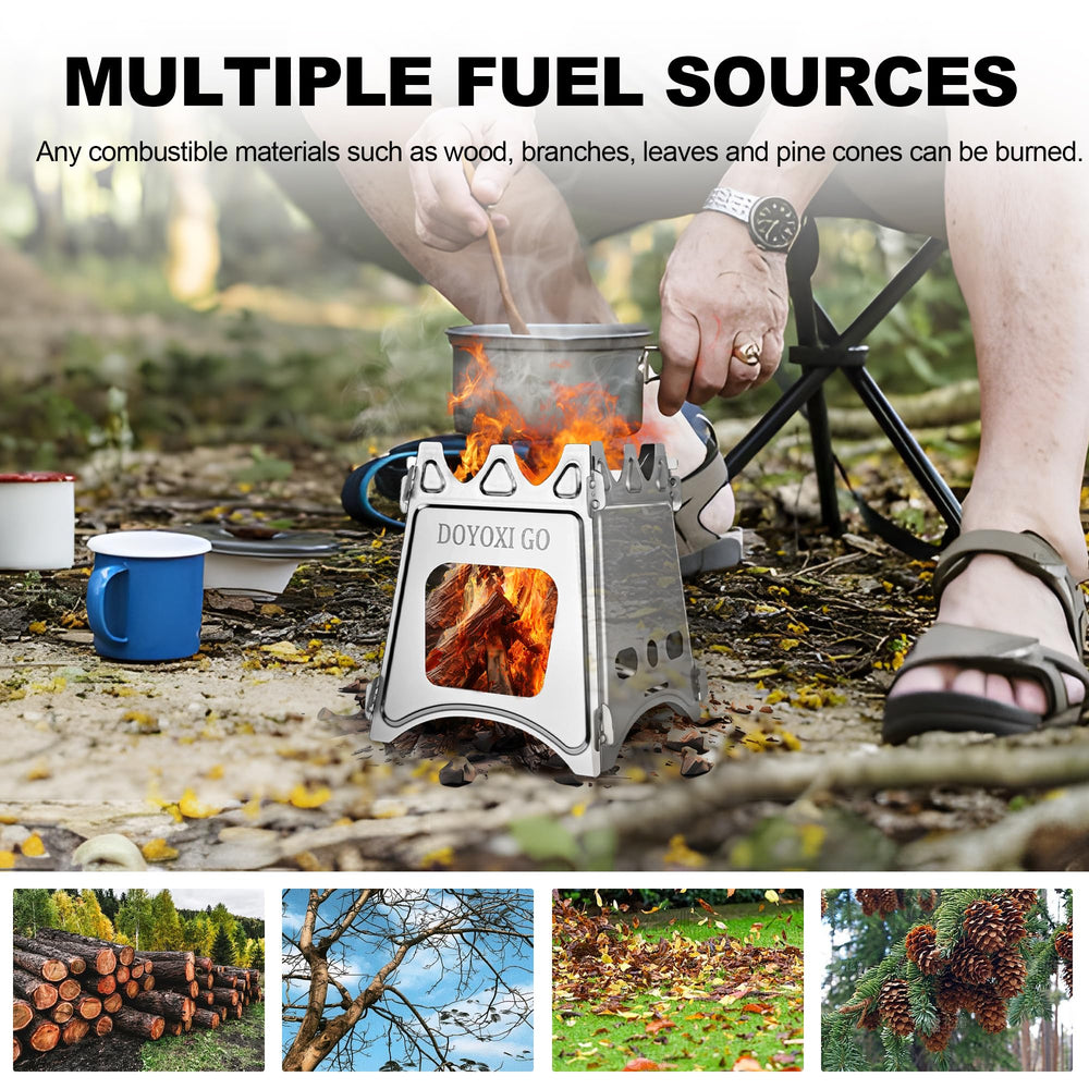 DOYOXIGO campsite cooking setup enables boiling water or warming meals.
