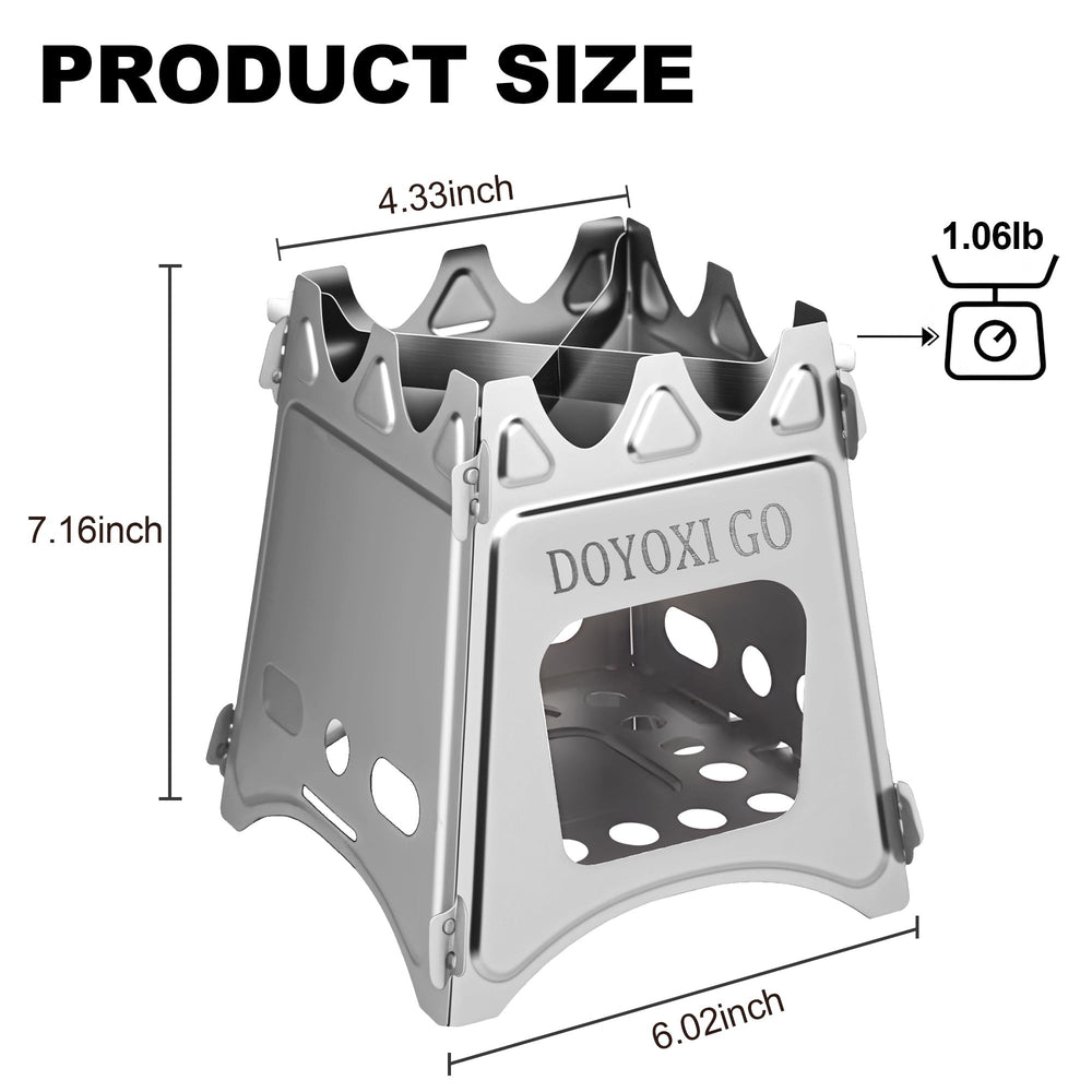DOYOXIGO lightweight stove fits small packs for easy transport.