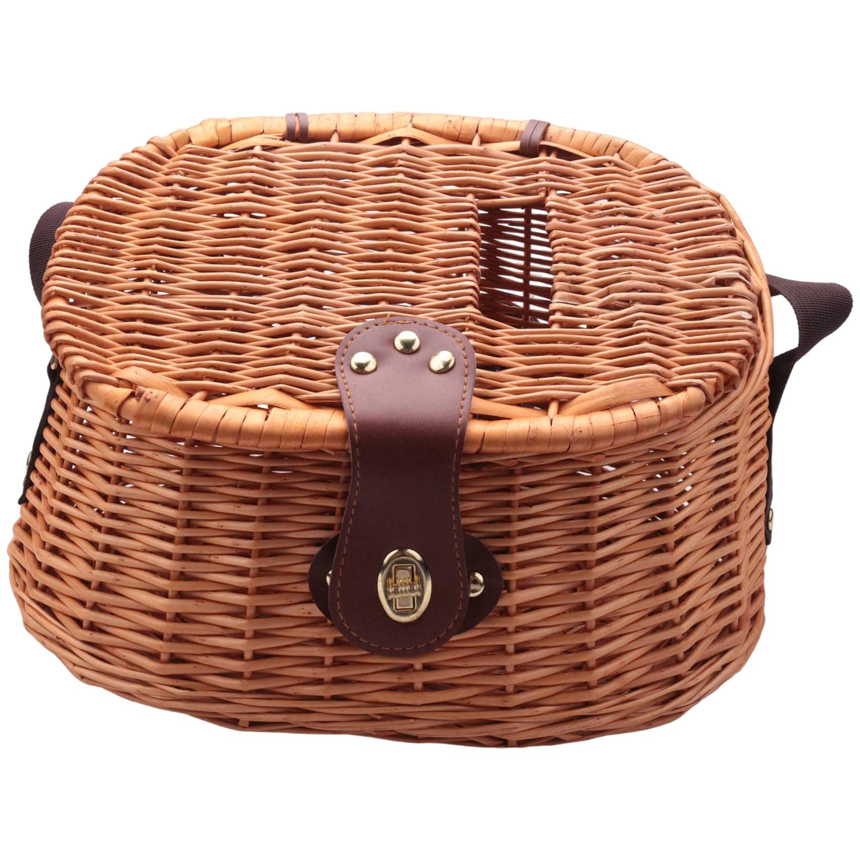 DPDPD wicker fishing creel yellow with ventilated mesh keeps your catch fresh on the water
