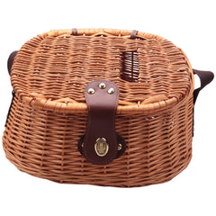 DPDPD wicker fishing creel yellow with ventilated mesh keeps your catch fresh on the water