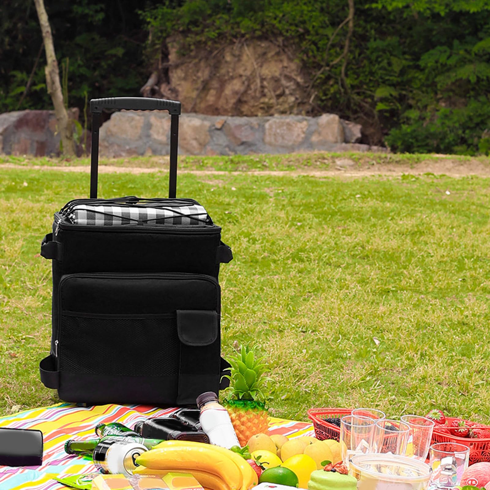 Dpofirs rolling cooler side view highlighting large capacity for snacks and meals