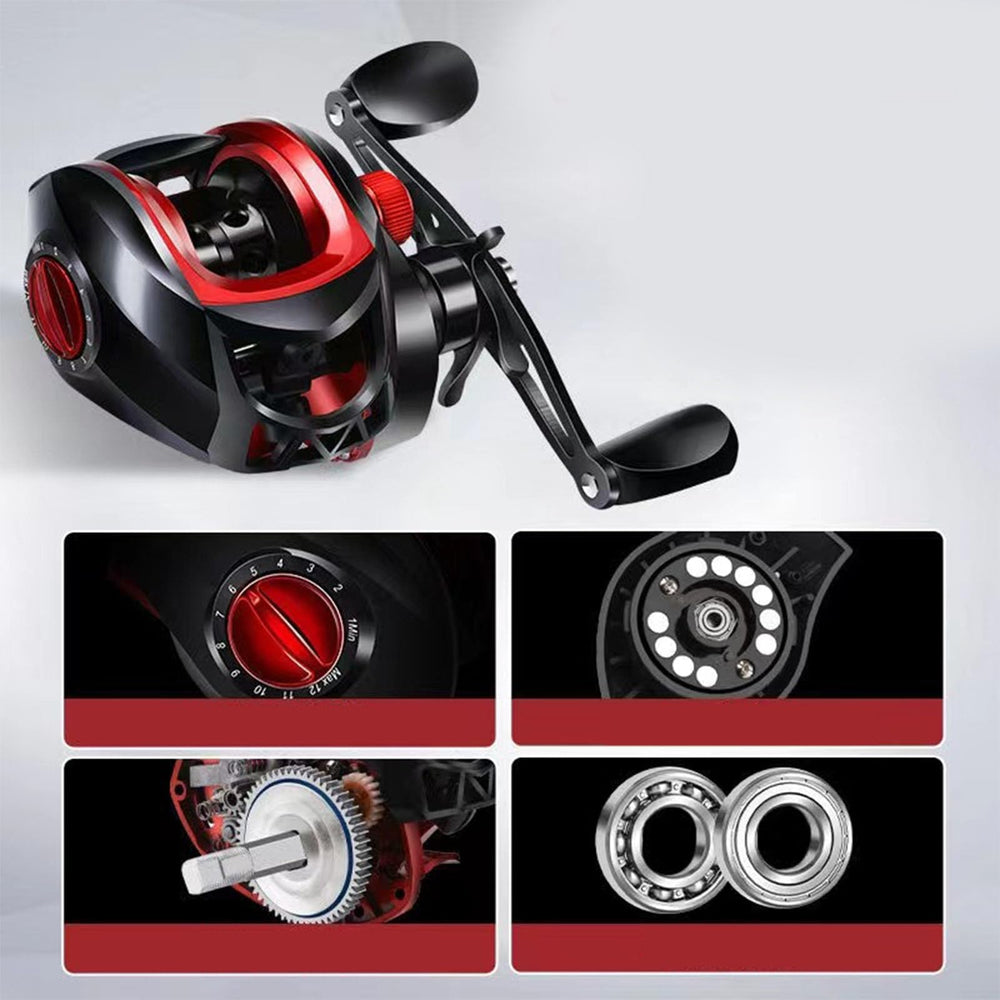 Dpofirs baitcaster shows 7.2 to 1 gear ratio for fast retrieves