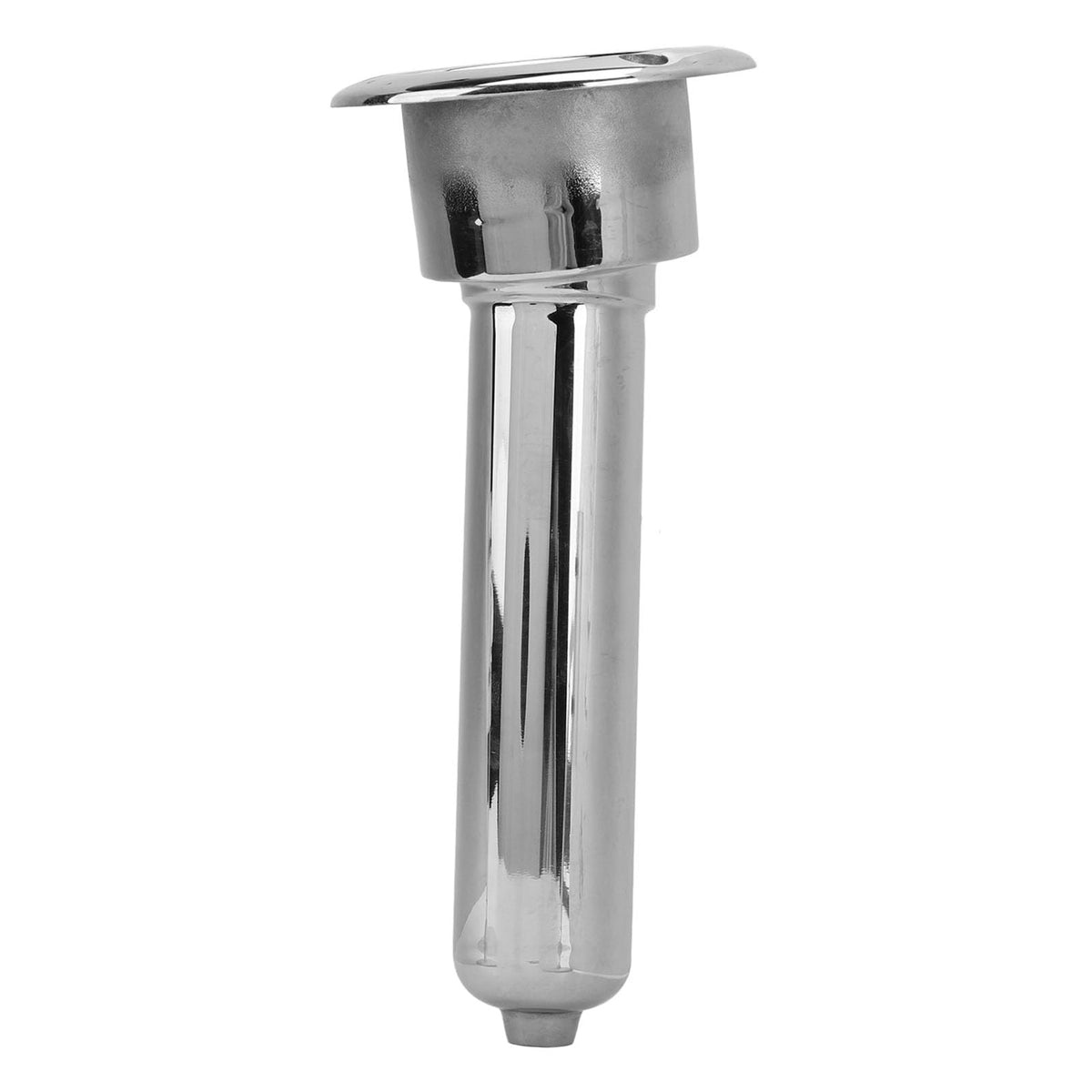 Dpofirs stainless steel rod cup holder with open top for secure, hands-free fishing on a boat.