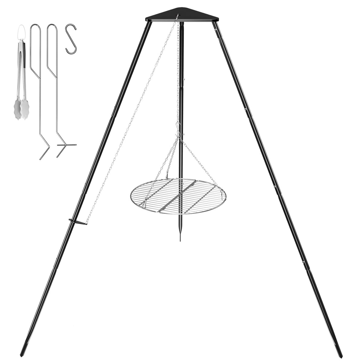 DPZM campfire tripod with durable steel construction for safe outdoor cooking