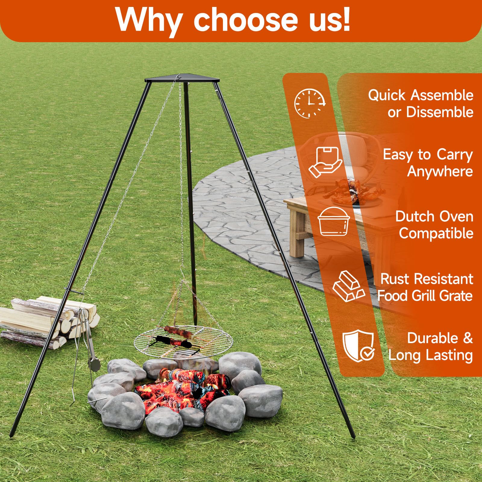 DPZM campfire tripod portable design ideal for camping and picnics