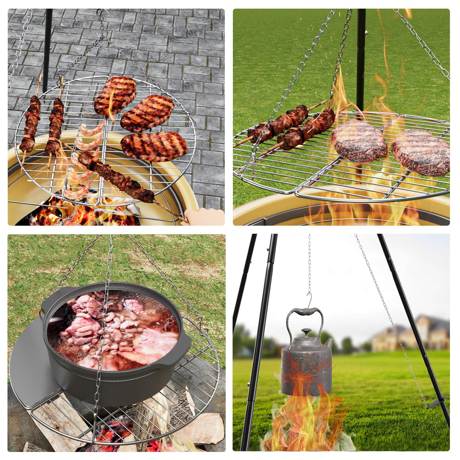 DPZM campfire tripod retractable legs for compact storage and portability